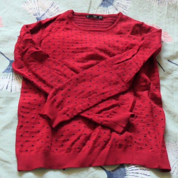 red sweater with black polka dots, Mango MNG, size XS - Picture 2 of 7